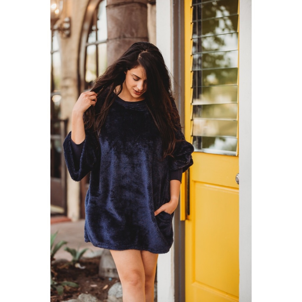 Fuzzy mini sweater dress